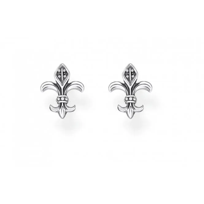 Sterling Silver Black Fleur-De-Lis Ear Studs H2113-643-11 Thomas Sabo Earrings