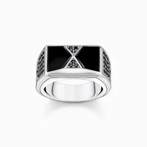 Sterling Silver Black Onyx with Black Stones Ring TR2430-508-11 Thomas Sabo Rings