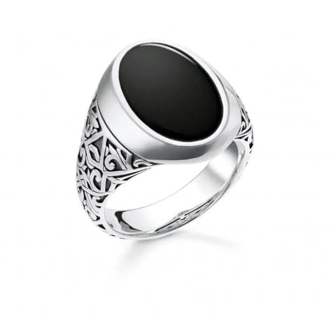 Sterling Silver Black Signet Ring TR2242-698-11 Thomas Sabo Rings