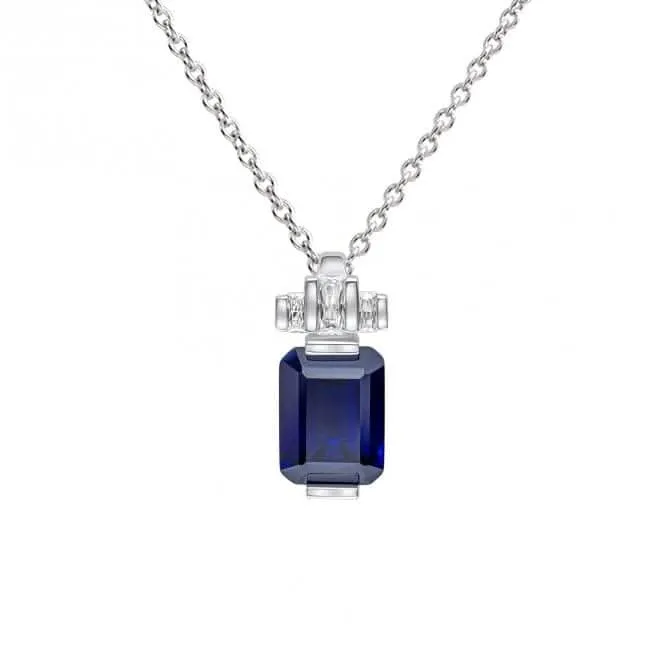Sterling Silver Blue and Clear Cubic Zirconia Pendant P5398 Diamonfire Jewellery