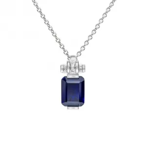 Sterling Silver Blue and Clear Cubic Zirconia Pendant P5398 Diamonfire Jewellery