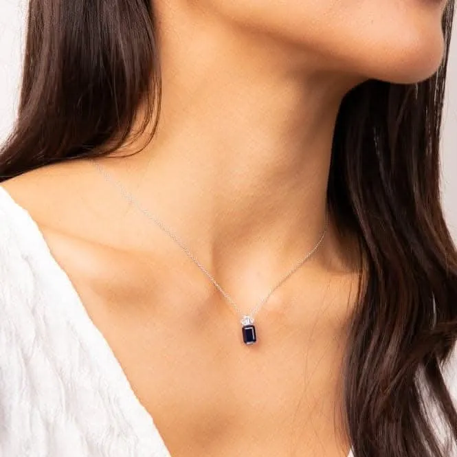 Sterling Silver Blue and Clear Cubic Zirconia Pendant P5398 Diamonfire Jewellery