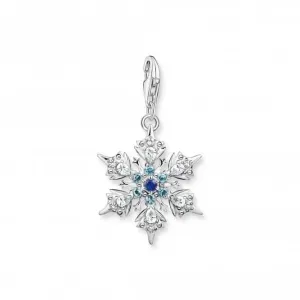 Sterling Silver Blue Stones Snowflake Charm 1902-945-7 Thomas Sabo Collectable Charms