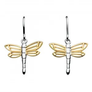 Sterling Silver Dragonfly Gold Plate Drop Earrings 6492GD Dew Jewellery