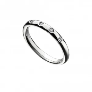 Sterling Silver Flush Set Zirconia Band Ring R3733C Beginnings Jewellery