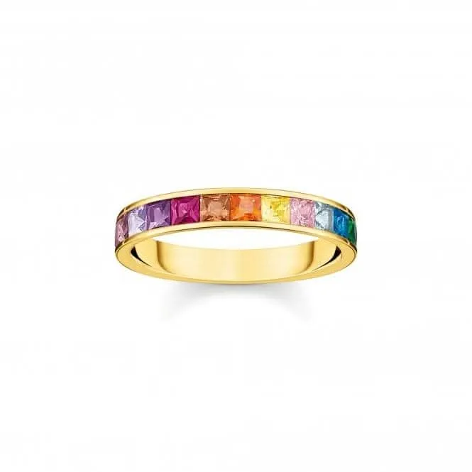 Sterling Silver Gold Plated Colourful Stones Ring TR2403-996-7 Thomas Sabo Rings
