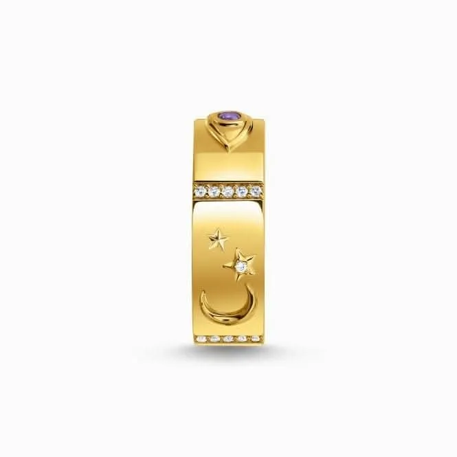 Sterling Silver Gold Plated Cosmic Motifs With Stones Ring TR2439-995-7 Thomas Sabo Rings