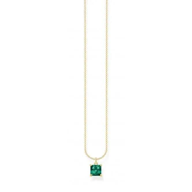 Sterling Silver Gold Plated Green Stone Necklace KE2156-472-6-L45V Thomas Sabo Necklaces