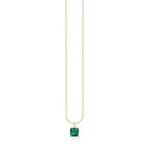 Sterling Silver Gold Plated Green Stone Necklace KE2156-472-6-L45V Thomas Sabo Necklaces