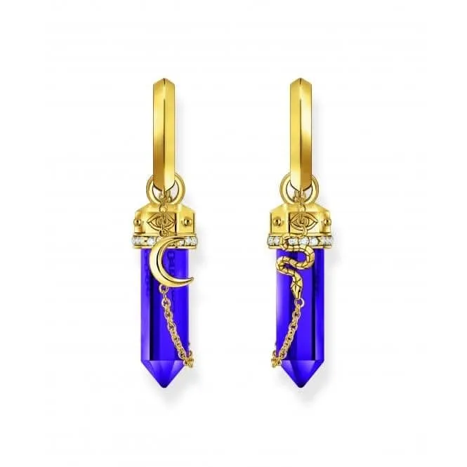Sterling Silver Gold Plated Imitation Amethyst Chain Hoop Earrings CR722-414-13 Thomas Sabo Earrings