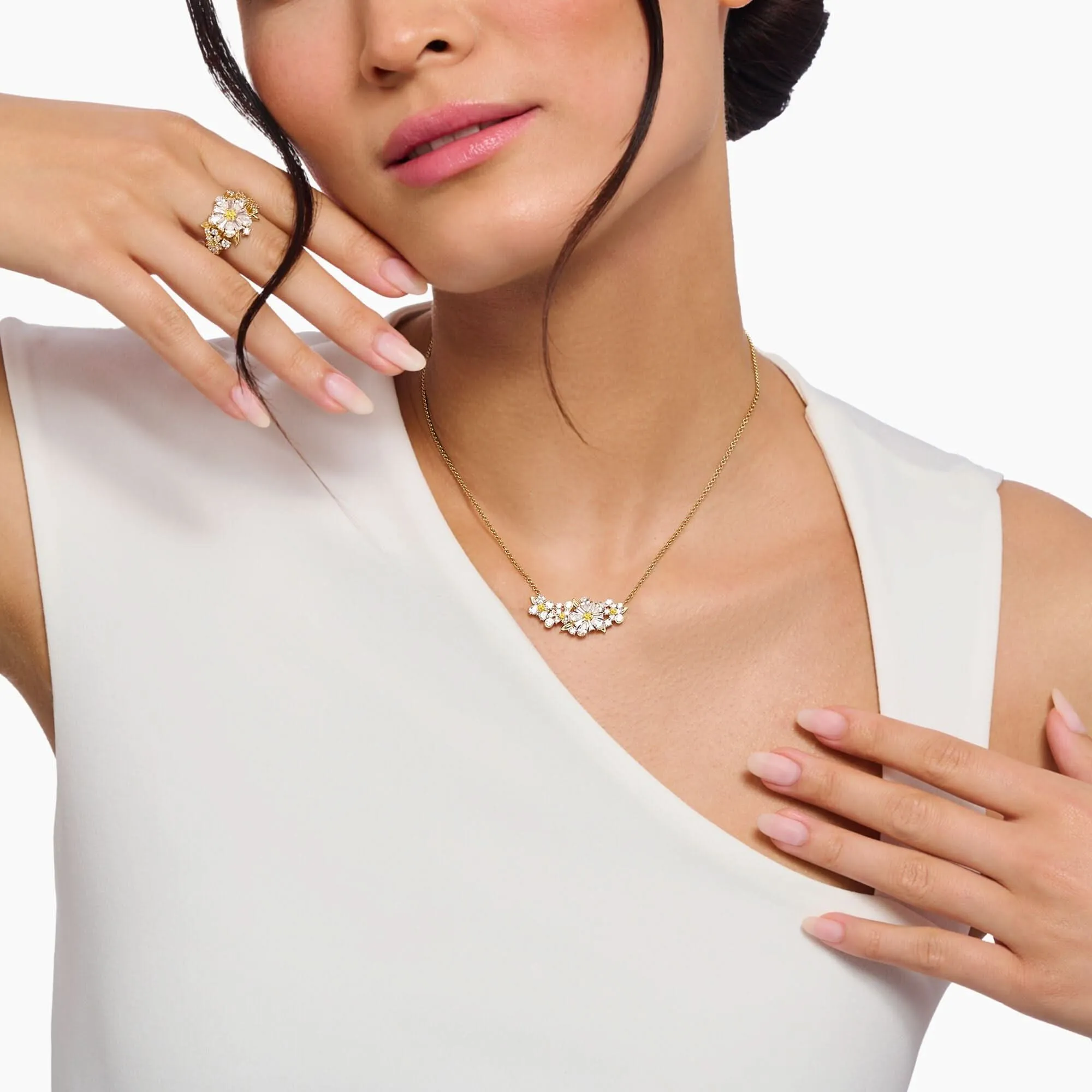 Sterling Silver Gold Plated Lovely Daisy Necklace KE2085-414-4 Thomas Sabo Necklaces
