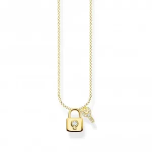 Sterling Silver Gold Plated Padlock Necklace KE2122-414-14-L45V Thomas Sabo Necklaces