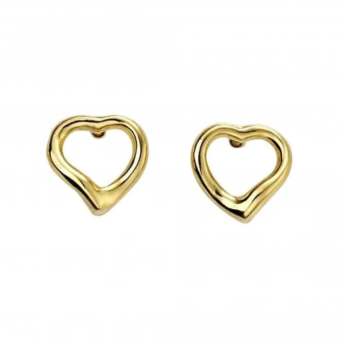 Sterling Silver Gold Plated Sml Open Heart Stud Earrings E5860 Beginnings Jewellery