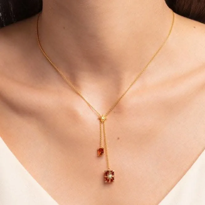 Sterling Silver Gold Plated Star Orange Stones Necklace KE1956-971-8-L45V Thomas Sabo Necklaces