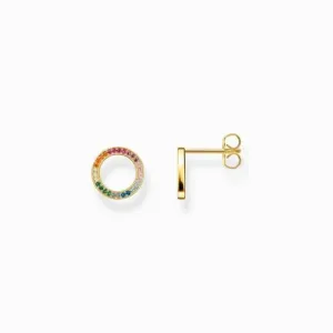Sterling Silver Gold Plated Together Colourful Stones Ear Studs H1947-996-7 Thomas Sabo Earrings