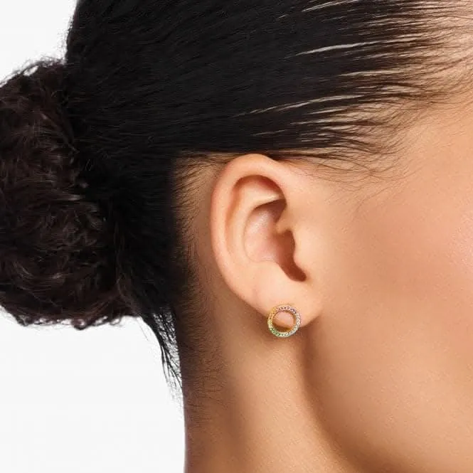 Sterling Silver Gold Plated Together Colourful Stones Ear Studs H1947-996-7 Thomas Sabo Earrings