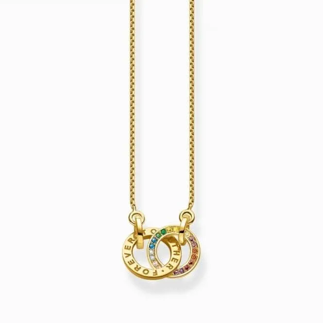 Sterling Silver Gold Plated Together Forever Colourful Stones Necklace KE1488-996-7 Thomas Sabo Necklaces