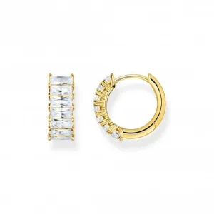 Sterling Silver Gold Plated White Pavé Stones Earrings CR667-414-14 Thomas Sabo Earrings