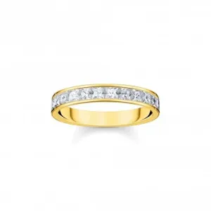 Sterling Silver Gold Plated White Pavé Stones Ring TR2358-414-14 Thomas Sabo Rings