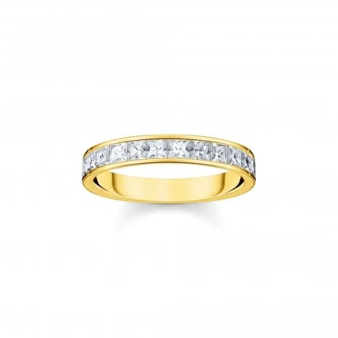 Sterling Silver Gold Plated White Pavé Stones Ring TR2358-414-14 Thomas Sabo Rings