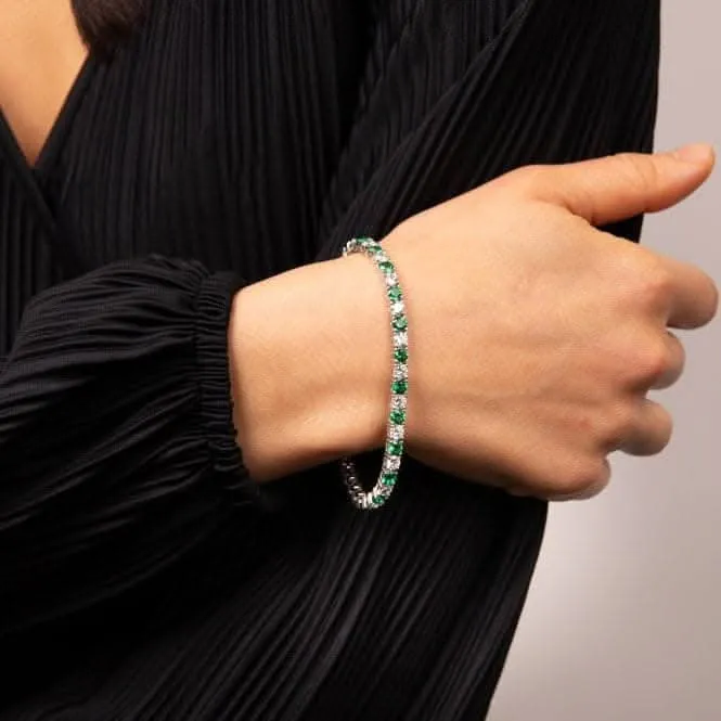Sterling Silver Green and Clear Cubic Zirconia Bracelet B5473 Diamonfire Jewellery