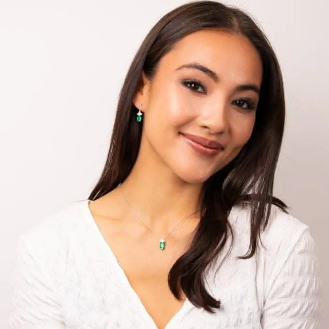 Sterling Silver Green and Clear Cubic Zirconia Pendant P5397 Diamonfire Jewellery