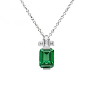 Sterling Silver Green and Clear Cubic Zirconia Pendant P5397 Diamonfire Jewellery