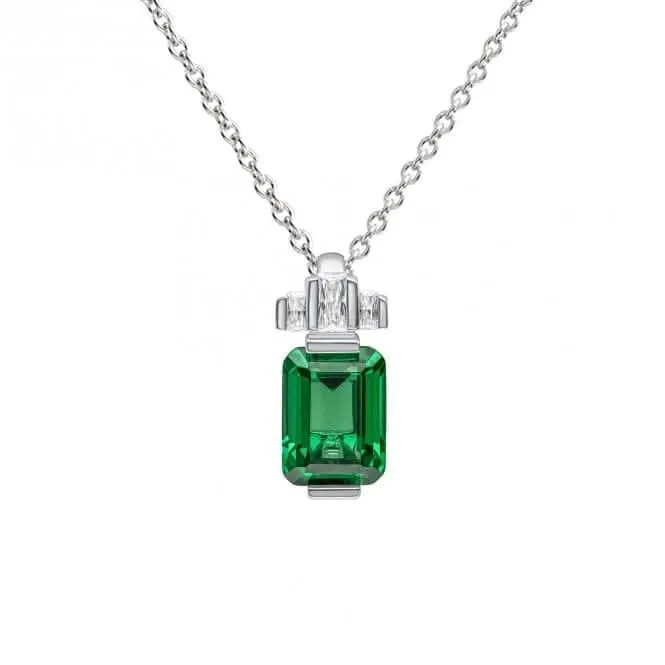 Sterling Silver Green and Clear Cubic Zirconia Pendant P5397 Diamonfire Jewellery