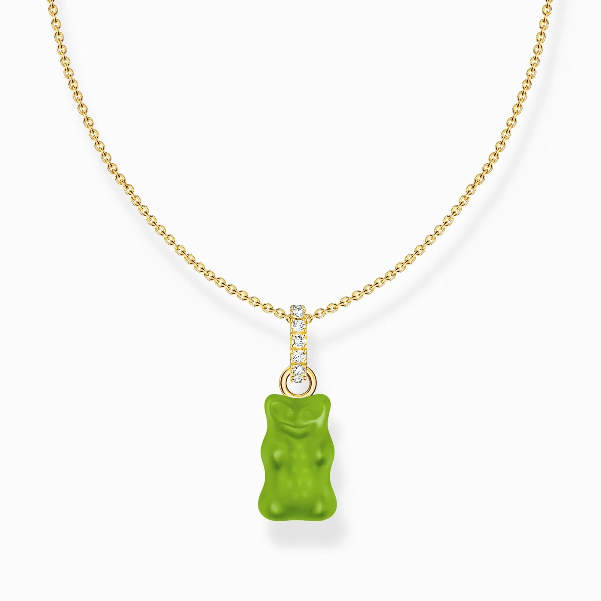 Sterling Silver HARIBO Gold Plated Zirconia Green Goldbears Necklace  KE2209-414-6-L45V Thomas Sabo Necklaces