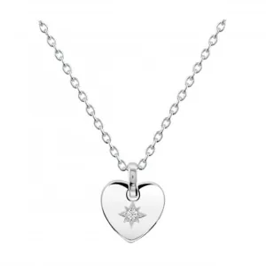 Sterling Silver Heart Cubic Zirconia Star Pendant 9090CZ Dew Jewellery
