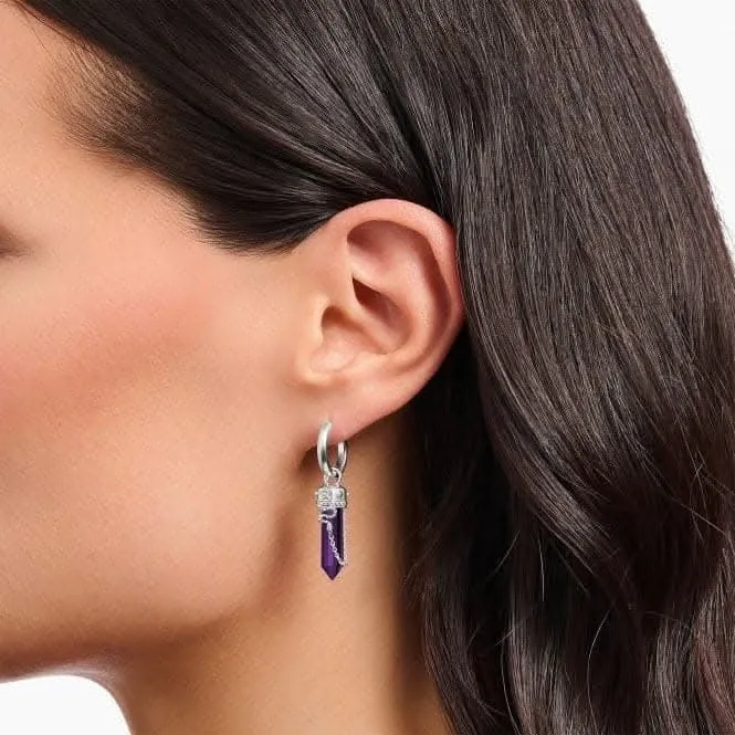 Sterling Silver Imitation Amethyst Chain Hoop Earrings CR722-643-13 Thomas Sabo Earrings