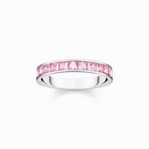 Sterling Silver Pink Pavé Stones Ring TR2358-051-9 Thomas Sabo Rings