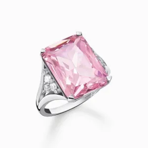 Sterling Silver Pink Stone Ring TR2339-051-9 Thomas Sabo Rings