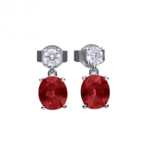 Sterling Silver Red and Clear Cubic Zirconia Earrings E6399 Diamonfire Jewellery