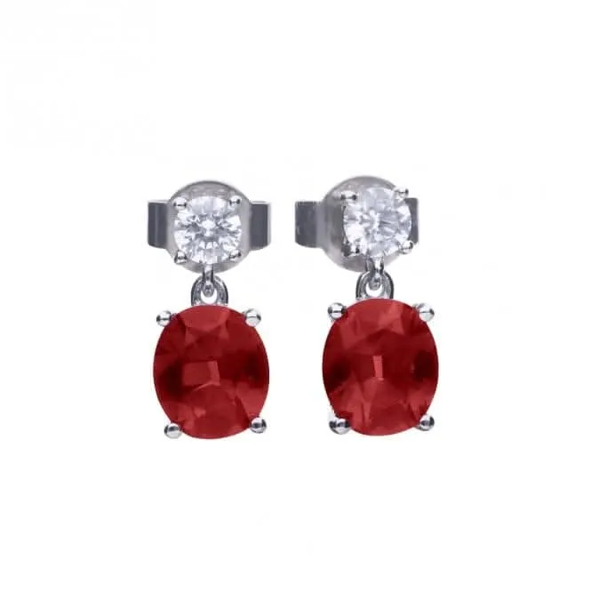 Sterling Silver Red and Clear Cubic Zirconia Earrings E6399 Diamonfire Jewellery