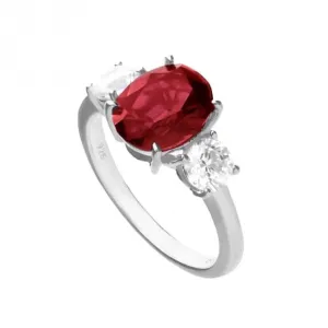 Sterling Silver Red and Clear Cubic Zirconia Ring R3864 Diamonfire Jewellery