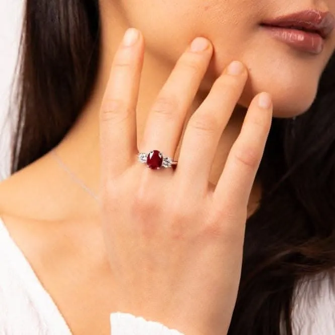 Sterling Silver Red and Clear Cubic Zirconia Ring R3864 Diamonfire Jewellery