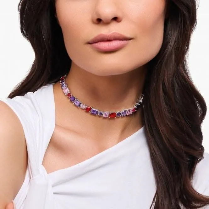 Sterling Silver Red Violet And Pink Zirconia Stones Choker Necklace KE2196-477-7-L42V Thomas Sabo Necklaces