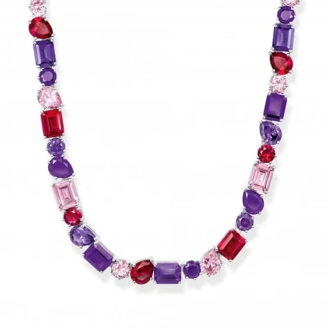 Sterling Silver Red Violet And Pink Zirconia Stones Choker Necklace KE2196-477-7-L42V Thomas Sabo Necklaces