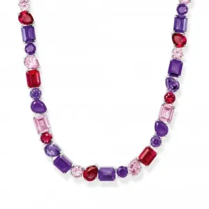 Sterling Silver Red Violet And Pink Zirconia Stones Choker Necklace KE2196-477-7-L42V Thomas Sabo Necklaces
