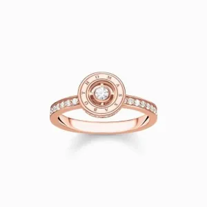 Sterling Silver Rose Gold Plated Circle With White Stones Ring TR2255-416-14 Thomas Sabo Rings