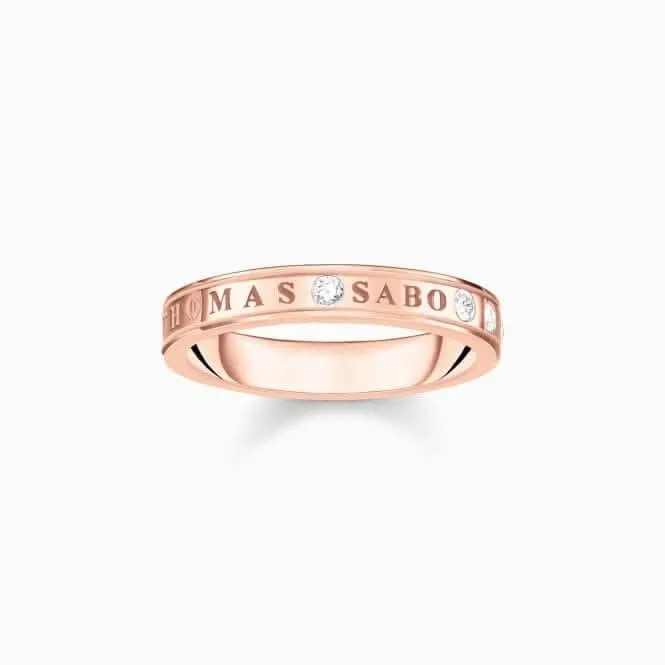 Sterling Silver Rose Gold Plated White Stones Band Ring TR2253-416-14 Thomas Sabo Rings