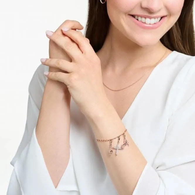 Sterling Silver Rose Gold Plated White Stones Cross Charm 1913-416-14 Thomas Sabo Collectable Charms