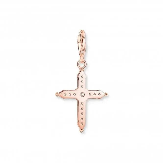 Sterling Silver Rose Gold Plated White Stones Cross Charm 1913-416-14 Thomas Sabo Collectable Charms
