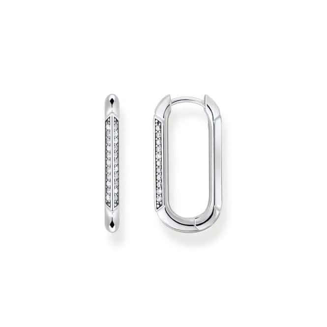 Sterling Silver White Hoop Earrings CR674-643-14 Thomas Sabo Earrings