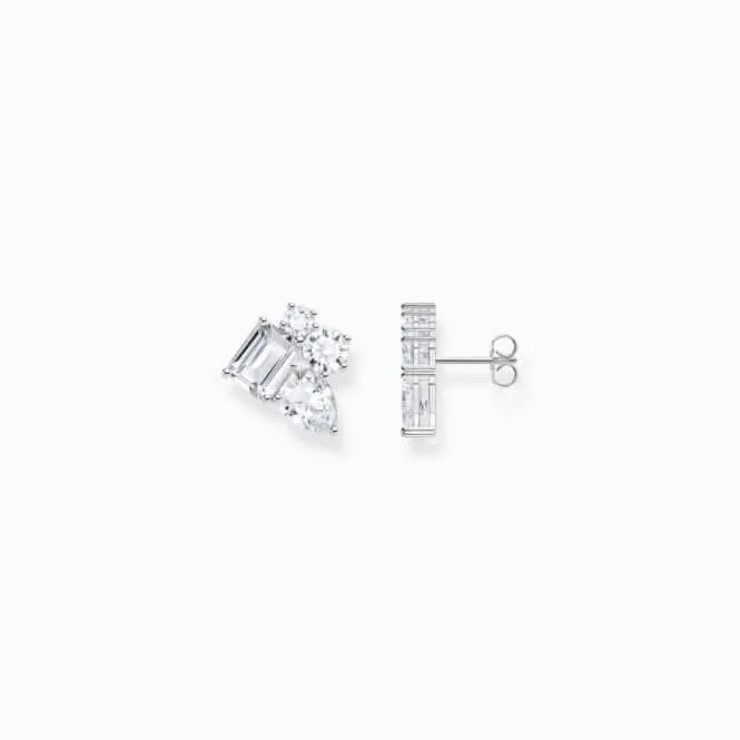 Sterling Silver White Mixed Stones Stud Earrings H2275-051-14 Thomas Sabo Earrings