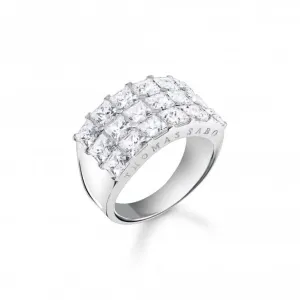 Sterling Silver White Pavé Stones Ring TR2359-051-14 Thomas Sabo Rings