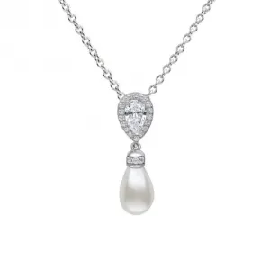 Sterling Silver White Shell Pearl and Clear Cubic Zirconia Pendant P5400 Diamonfire Jewellery
