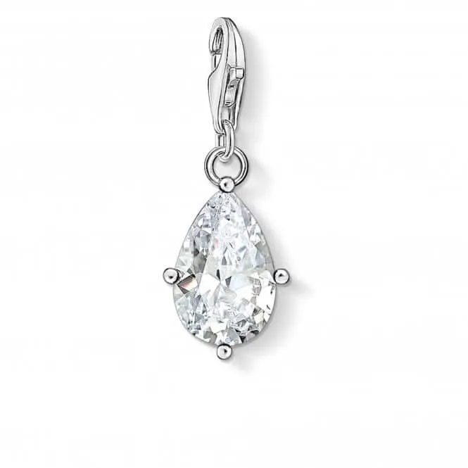 Sterling Silver White Stone Droplet Charm Pendant 1848-051-14 Thomas Sabo Collectable Charms