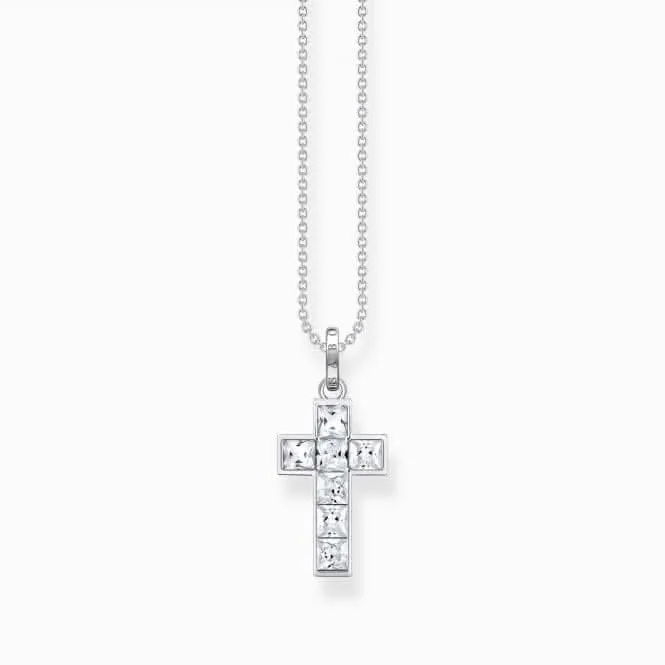 Sterling Silver White Stones Cross Necklace KE2166-051-14 Thomas Sabo Necklaces